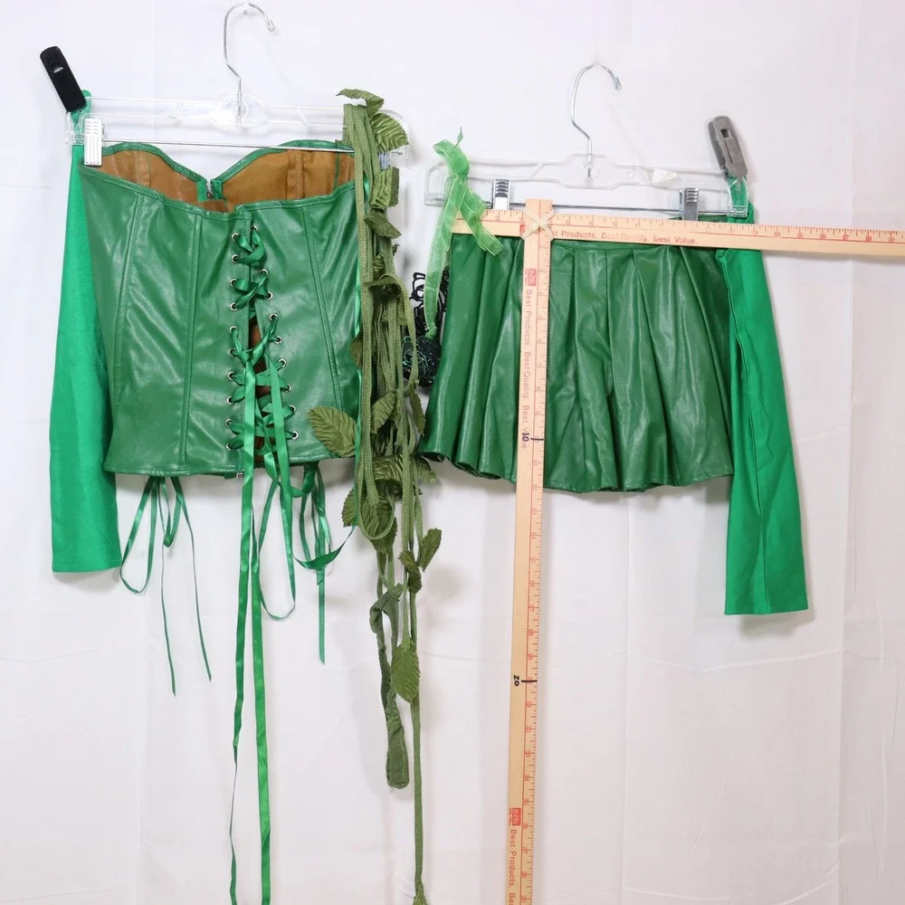 Unbranded Poison Ivy Costume S Womens Faux‎ Leather Corset Skirt Set Halloween